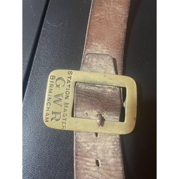 Vintage Great Western Railroad GWR Birmingham Station Master- Brass Belt Buckle - Picture 2 of 6